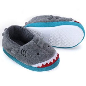 dream bridge toddler kids plush slippers boys girls warm animal soft cozy cute cartoon non-slip shoes winter house shoes fuzzy indoor bedroom shoes, grey, 9.5-10 toddler