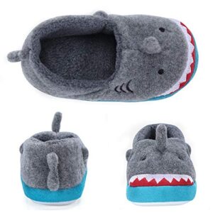 Dream Bridge Toddler Kids Plush Slippers Boys Girls Warm Animal Soft Cozy Cute Cartoon Non-Slip Shoes Winter House Shoes Fuzzy Indoor Bedroom Shoes, Grey, 9.5-10 Toddler