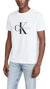 calvin klein men's short sleeve monogram logo t-shirt, brilliant white unbox, x-large
