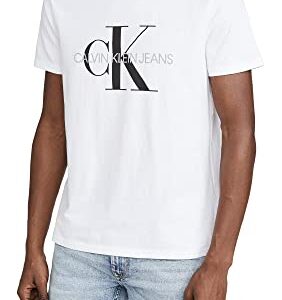 Calvin Klein Men's Short Sleeve Monogram Logo T-Shirt, Brilliant White Unbox, X-Large