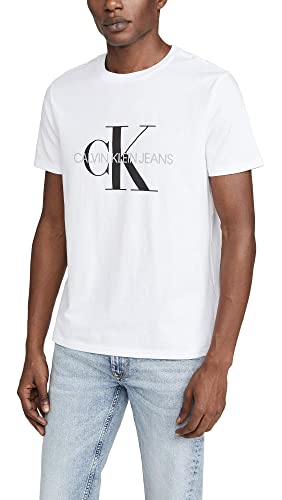 Calvin Klein Men's Short Sleeve Monogram Logo T-Shirt, Brilliant White Unbox, X-Large