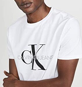 Calvin Klein Men's Short Sleeve Monogram Logo T-Shirt, Brilliant White Unbox, X-Large