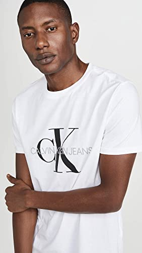 Calvin Klein Men's Short Sleeve Monogram Logo T-Shirt, Brilliant White Unbox, X-Large