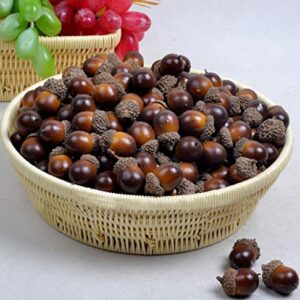 KISEER 100 Pcs Artificial Acorns Bulk Small Fake Lifelike Simulation Acorn with Natural Cap for Crafts, Wedding, Home Vase Filler Decor