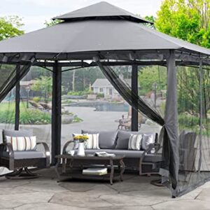 MASTERCANOPY Outdoor Garden Gazebo for Patios with Stable Steel Frame and Netting Walls (10x10,Dark Gray)