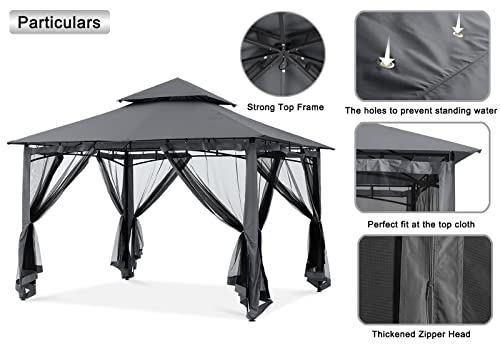 MASTERCANOPY Outdoor Garden Gazebo for Patios with Stable Steel Frame and Netting Walls (10x10,Dark Gray)