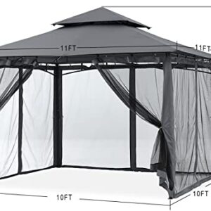 MASTERCANOPY Outdoor Garden Gazebo for Patios with Stable Steel Frame and Netting Walls (10x10,Dark Gray)