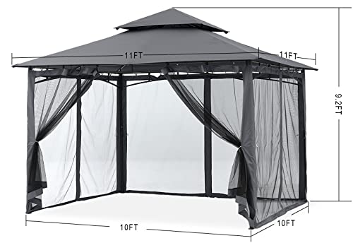 MASTERCANOPY Outdoor Garden Gazebo for Patios with Stable Steel Frame and Netting Walls (10x10,Dark Gray)