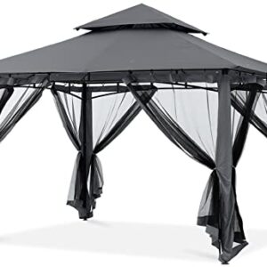 MASTERCANOPY Outdoor Garden Gazebo for Patios with Stable Steel Frame and Netting Walls (10x10,Dark Gray)