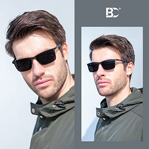 BIRCEN Mens Sunglasses Polarized UV Protection: Classic Shades for Men Driving Fishing with Al-Mg Metal Frame