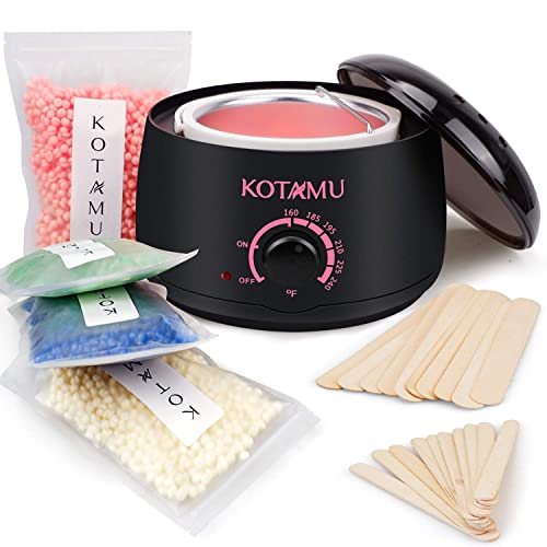 Wax Warmer Kit, KOTAMU Hair Removal Waxing Kit with 4 Hard Wax Beans Target for Bikini Brazilian Full Body Face Facial Eyebrows Legs Armpit, Painless At Home for Women and Men