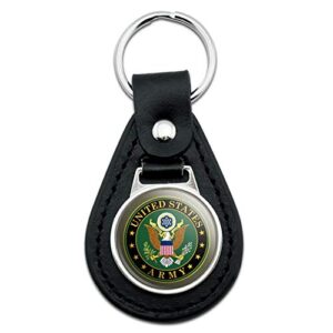 graphics & more black leather u.s. army united states army eagle logo keychain