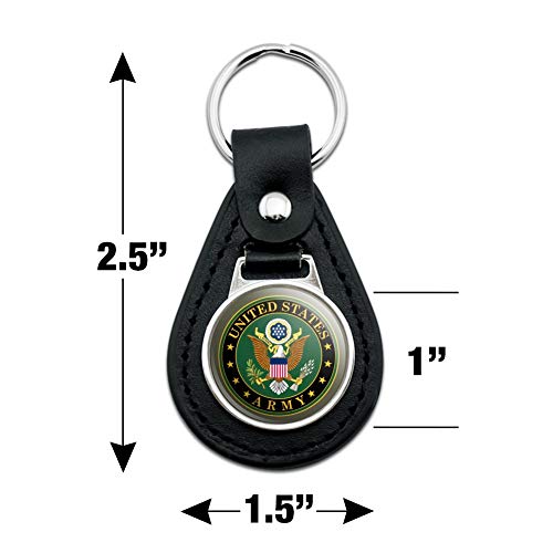 GRAPHICS & MORE Black Leather U.S. Army United States Army Eagle Logo Keychain