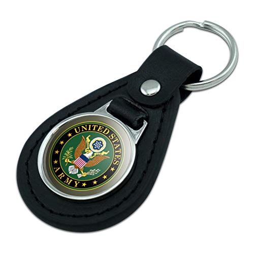 GRAPHICS & MORE Black Leather U.S. Army United States Army Eagle Logo Keychain