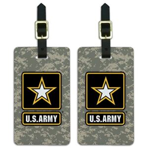 u.s. army logo on camo luggage id tags suitcase carry-on cards - set of 2