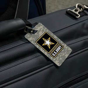U.S. Army Logo on Camo Luggage ID Tags Suitcase Carry-On Cards - Set of 2
