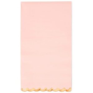 50 Pack Pink Paper Dinner Napkins with Gold Foil Scalloped Edges for Birthday Party, Wedding (3-Ply, 4 x 8 In)