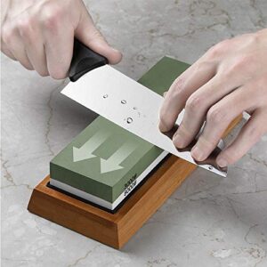 Razorri Knife Sharpening Stone Kit, Double-Sided 400/1000 and 3000/8000 Grit Whetstones, Flattening Stone, Leather Strop, and Angle Guide Included, Sharpen and Polish Any Metal Blade (Flat Base)