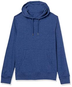 amazon essentials men's lightweight jersey pullover hoodie, blue heather, large