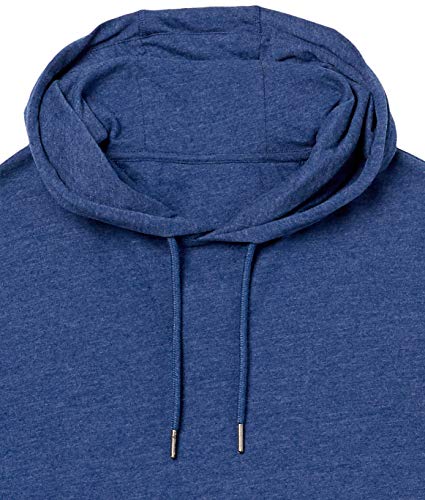 Amazon Essentials Men's Lightweight Jersey Pullover Hoodie, Blue Heather, Large