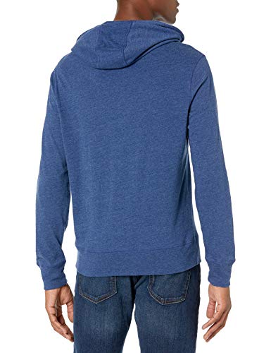 Amazon Essentials Men's Lightweight Jersey Pullover Hoodie, Blue Heather, Large