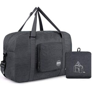 wandf for spirit airlines 18" foldable travel duffle bag weekender bags carry on bag for women girls (c-dark grey denim)
