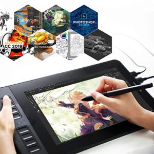 GAOMON PD1161 11.6 Inch Tilt Support Drawing Monitor,Pen Display,Graphic Drawing Tablet with Screen,Battery-Free Pen AP50 & 8 Shortcut Keys, for Drawing, Animation, Design, Photo/Video Editing Black