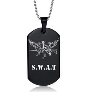 yibang united states military men's dog's tag pendant necklace s.w.a.t/navy reserve/air force/marine corps/ranger rmt/de oppresso liber (swat)