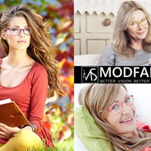 MODFANS Reading Glasses Women 4 Pack Fashion Ladies Readers 3.5 Strength,Women's for Reading Comfort Spring Hinge Arm Eyeglasses-Lightweightest Round Frame Look Stylish to Wear,Come with Pouch