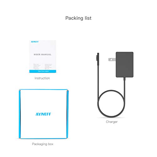 Surface Go Charger, AYNEFF 24W 15V 1.6A Surface Charger Wall Power Supply Compatible with Microsoft Surface Go Surface Pro 6/ Pro 5/ Pro 4/ Pro 3, Surface Laptop, Power Cable 5.9ft Folding Compact