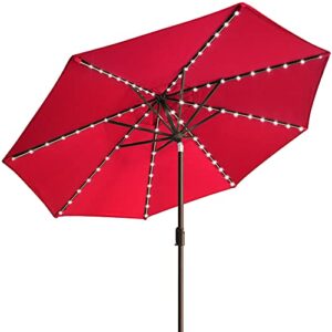 eliteshade usa 10-year-non-fading sunumbrella solar 9ft market umbrella with 80 led lights patio umbrellas outdoor table umbrella with ventilation, logo red