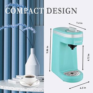 CHULUX Single Serve 12 Ounce Coffee Brewer,One Button Operation with Auto Shut-Off for Coffee or Tea,Cyan