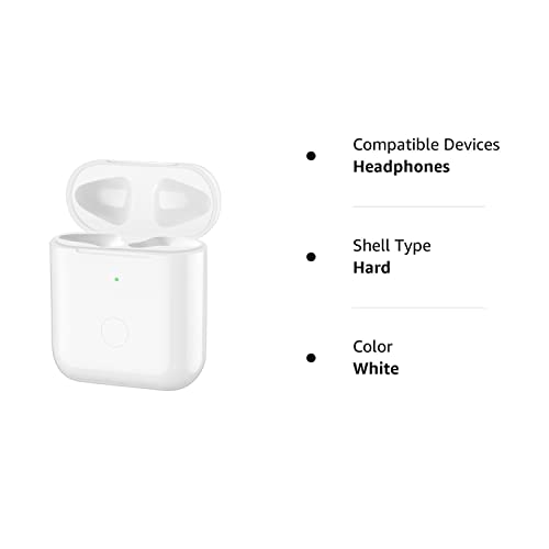 Airpods Charging Case Compatible for Airpods 1&2, Qi Wireless Charging Replacement Case, with Bluetooth Pairing Sync Button, NO AIRPODS, White