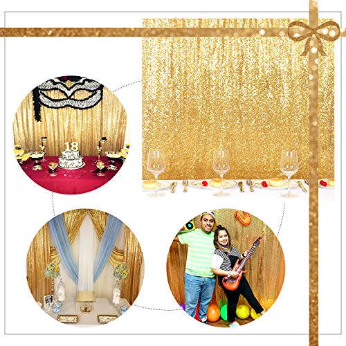 Juya Delight Gold Sequin Backdrop Non-Transparent Sequin Photography Backdrop for Birthday Party Wedding Decoration Gold 6FT X 8FT