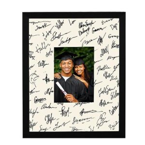 GraduationMall 11x14 Signature Picture Frame Holds 5x7 Photo with White Mat for Wedding Graduation | Wall or Tabletop Display