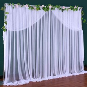White Tulle Backdrop Curtain for Wedding Reception 10 ft X 7 ft White Curtains for Backdrop Drapes for Parties Baby Shower Birthday Party Bridal Photo Shoot Backdrop Decorations