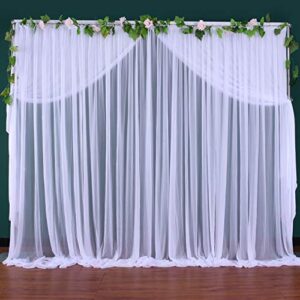 White Tulle Backdrop Curtain for Wedding Reception 10 ft X 7 ft White Curtains for Backdrop Drapes for Parties Baby Shower Birthday Party Bridal Photo Shoot Backdrop Decorations