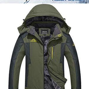 TACVASEN Mountain Jackets for Men Outdoor Waterproof Windproof Rain Jackets Coats, Green, 2XL