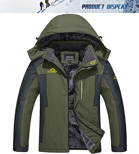 TACVASEN Mountain Jackets for Men Outdoor Waterproof Windproof Rain Jackets Coats, Green, 2XL