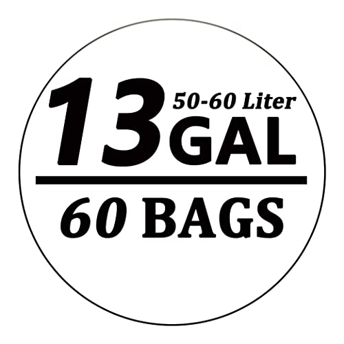 OKKEAI 50L Large Garbage Bag 13 Gallon Trash Bags for Kitchen,Home,White,60 Count