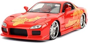 jada toys fast & furious 1:24 orange jls mazda rx-7 die-cast car, toys for kids and adults (30747)