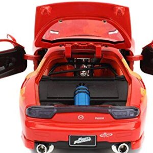 Jada Toys Fast & Furious 1:24 Orange JLS Mazda RX-7 Die-cast Car, Toys for Kids and Adults (30747)