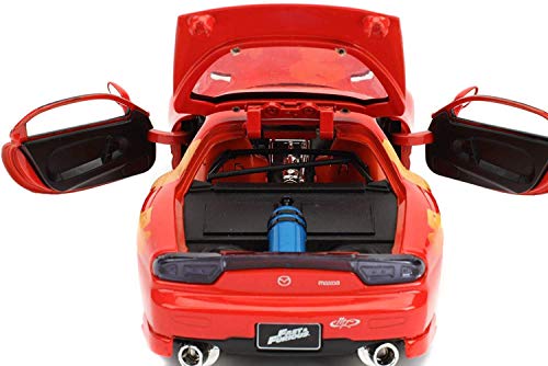 Jada Toys Fast & Furious 1:24 Orange JLS Mazda RX-7 Die-cast Car, Toys for Kids and Adults (30747)