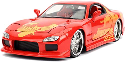 Jada Toys Fast & Furious 1:24 Orange JLS Mazda RX-7 Die-cast Car, Toys for Kids and Adults (30747)