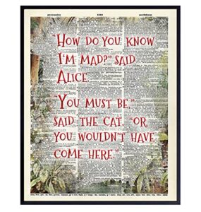 alice wonderland quotation dictionary wall art picture print - upcycled decor for home, apartment, office - gift for entrepreneur, fans - 8x10 poster
