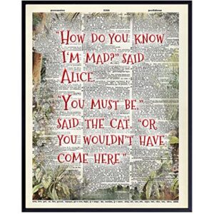 Alice Wonderland Quotation Dictionary Wall Art Picture print - Upcycled Decor for Home, Apartment, Office - Gift for Entrepreneur, Fans - 8x10 Poster
