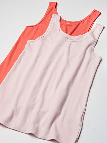 Amazon Essentials Women's Slim-Fit Tank, Pack of 2, Coral Pink/Pink, Small