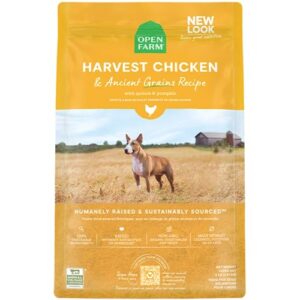 Open Farm Ancient Grains Dry Dog Food, Humanely Raised Meat Recipe with Wholesome Grains and No Artificial Flavors or Preservatives (Harvest Chicken Ancient Grain, 4 Pound (Pack of 1))