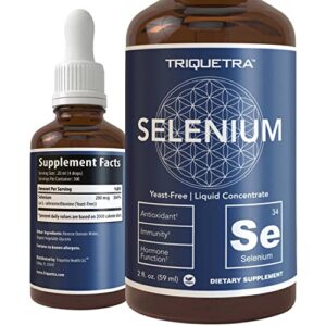selenium - 200 mcg, selenomethionine form, 300 servings - vegan, glass bottle, yeast free - sublingual liquid concentrate - antioxidant, supports immunity, thyroid health (2 oz.)
