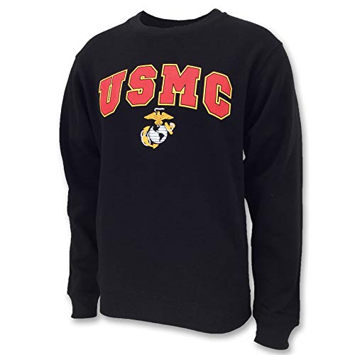 United States Marine Corps Arched Eagle, Globe and Anchor Crewneck Sweatshirt, Large, Black